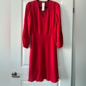 MaxMara Studio Size TG 44/US 10  Long Embroidered Sleeve V-Neck Dress